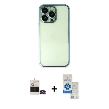 MARSİLYAN™- iPhone 14 Pro Max Kılıf Vadi Minimal - Şeffaf Royal Nano Ekran Koruyucu + Bilvis Titan Kamera Lens - GS