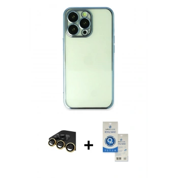 MARSİLYAN™- iPhone 14 Pro Max Kılıf Vadi Minimal - Şeffaf Royal Nano Ekran Koruyucu + Raze Metal Kamera Lens - GD