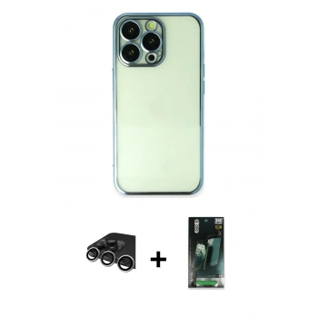 MARSİLYAN™- iPhone 14 Pro Max Kılıf Vadi Minimal - Siyah 360 Mat Full Body Arka Koruyucu + Raze Metal Kamera Lens - GS