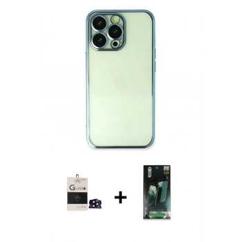 MARSİLYAN™- iPhone 14 Pro Max Kılıf Vadi Minimal - Siyah 360 Mat Full Body Arka Koruyucu + Bilvis Titan Kamera Lens - SH