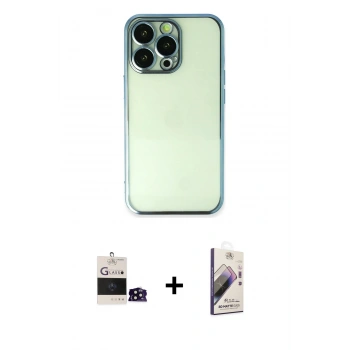 MARSİLYAN™- iPhone 14 Pro Max Kılıf Vadi Minimal - Siyah Bilvis 3D Mat Cam Ekran Koruyucu + Bilvis Titan Kamera Lens - SH
