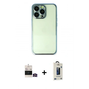 MARSİLYAN™- iPhone 14 Pro Max Kılıf Vadi Minimal - Siyah Bilvis Hayalet Cam Ekran Koruyucu + Bilvis Titan Kamera Lens - GD