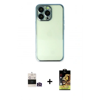 MARSİLYAN™- iPhone 14 Pro Max Kılıf Vadi Minimal - Siyah Buffer Cam Ekran Koruyucu + Bilvis Titan Kamera Lens - GD