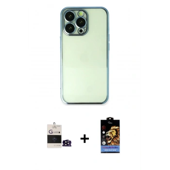 MARSİLYAN™- iPhone 14 Pro Max Kılıf Vadi Minimal - Siyah Buffer Hayalet Cam Ekran Koruyucu + Bilvis Titan Kamera Lens - SH