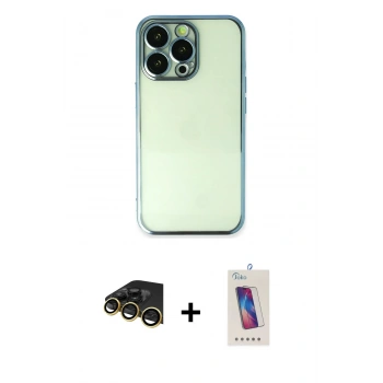 MARSİLYAN™- iPhone 14 Pro Max Kılıf Vadi Minimal - Siyah Joko 5D Cam + Raze Metal Kamera Lens - GD