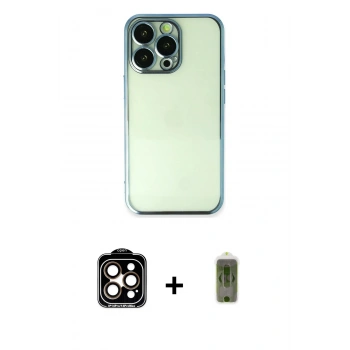 MARSİLYAN™- iPhone 14 Pro Max Kılıf Vadi Minimal - Siyah Joko Magic 5D Hayalet Cam + PVD Metal Kamera Lens - TU