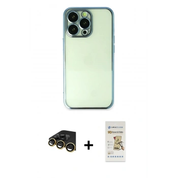 MARSİLYAN™- iPhone 14 Pro Max Kılıf Vadi Minimal - Siyah Mat Seramik Nano Ekran Koruyucu + Raze Metal Kamera Lens - GD