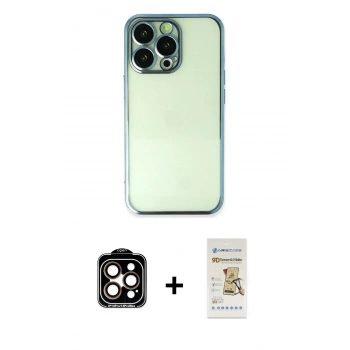 MARSİLYAN™- iPhone 14 Pro Max Kılıf Vadi Minimal - Siyah Mat Seramik Nano Ekran Koruyucu + PVD Metal Kamera Lens - TU