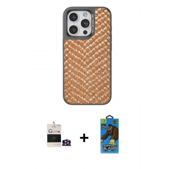 MARSİLYAN™- iPhone 14 Pro Max Kılıf Vadi Özel Seri - Siyah 18D Cam Ekran Koruyucu + Bilvis Titan Kamera Lens - GD