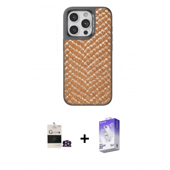 MARSİLYAN™- iPhone 14 Pro Max Kılıf Vadi Özel Seri - Siyah Bilvis 5in1 3D Magic Cam Ekran Koruyucu + Bilvis Titan Kamera Lens - GD