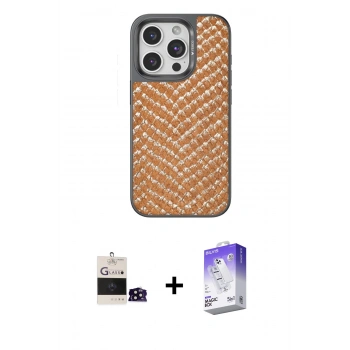 MARSİLYAN™- iPhone 14 Pro Max Kılıf Vadi Özel Seri - Siyah Bilvis 5in1 3D Magic Cam Ekran Koruyucu + Bilvis Titan Kamera Lens - SH