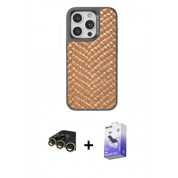 MARSİLYAN™- iPhone 14 Pro Max Kılıf Vadi Özel Seri - Siyah Bilvis 5in1 5D Magic Hayalet Cam Ekran Koruyucu + Raze Metal Kamera Lens - GD