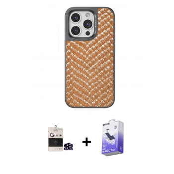 MARSİLYAN™- iPhone 14 Pro Max Kılıf Vadi Özel Seri - Siyah Bilvis 5in1 5D Magic Hayalet Cam Ekran Koruyucu + Bilvis Titan Kamera Lens - SH