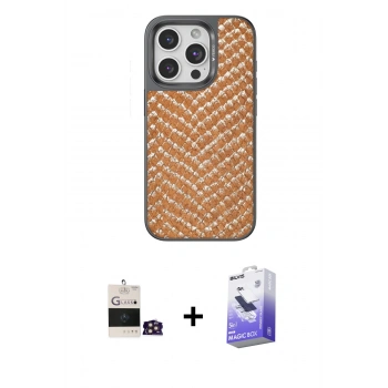 MARSİLYAN™- iPhone 14 Pro Max Kılıf Vadi Özel Seri - Siyah Bilvis 5in1 5D Magic Hayalet Cam Ekran Koruyucu + Bilvis Titan Kamera Lens - GD