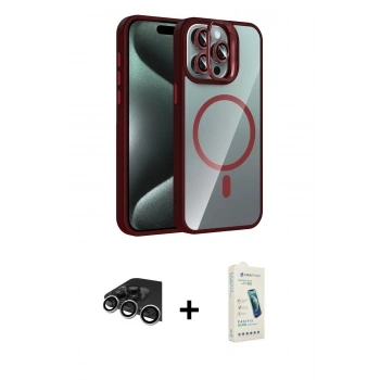 MARSİLYAN™- iPhone 14 Pro Max Kılıf Yadigar Asil Koleksiyonu - Şeffaf Pasifik Cam Ekran Koruyucu + Raze Metal Kamera Lens - GS