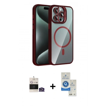 MARSİLYAN™- iPhone 14 Pro Max Kılıf Yadigar Asil Koleksiyonu - Şeffaf Royal Nano Ekran Koruyucu + Bilvis Titan Kamera Lens - GS