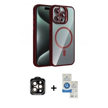 MARSİLYAN™- iPhone 14 Pro Max Kılıf Yadigar Asil Koleksiyonu - Şeffaf Royal Nano Ekran Koruyucu + PVD Metal Kamera Lens - TU
