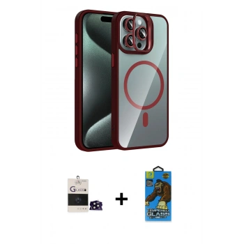 MARSİLYAN™- iPhone 14 Pro Max Kılıf Yadigar Asil Koleksiyonu - Siyah 18D Cam Ekran Koruyucu + Bilvis Titan Kamera Lens - SH