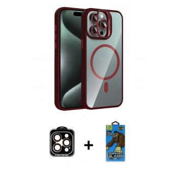 MARSİLYAN™- iPhone 14 Pro Max Kılıf Yadigar Asil Koleksiyonu - Siyah 18D Cam Ekran Koruyucu + PVD Metal Kamera Lens - TU