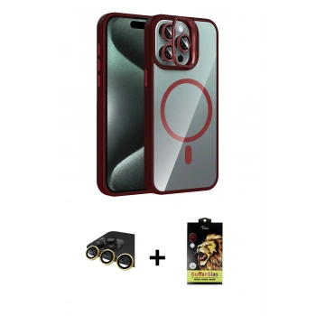 MARSİLYAN™- iPhone 14 Pro Max Kılıf Yadigar Asil Koleksiyonu - Siyah Buffer Cam Ekran Koruyucu + Raze Metal Kamera Lens - GD