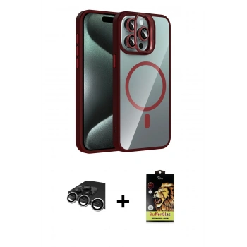MARSİLYAN™- iPhone 14 Pro Max Kılıf Yadigar Asil Koleksiyonu - Siyah Buffer Cam Ekran Koruyucu + Raze Metal Kamera Lens - GS