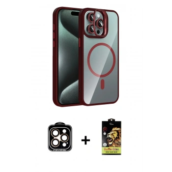 MARSİLYAN™- iPhone 14 Pro Max Kılıf Yadigar Asil Koleksiyonu - Siyah Buffer Cam Ekran Koruyucu + PVD Metal Kamera Lens - TU