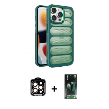 MARSİLYAN™- iPhone 14 Pro Max Kılıf Yadigar Doku Özel Seri - Şeffaf 360 Full Body Arka Koruyucu + PVD Metal Kamera Lens - TU