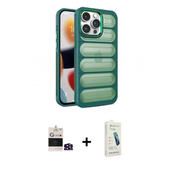 MARSİLYAN™- iPhone 14 Pro Max Kılıf Yadigar Doku Özel Seri - Şeffaf Pasifik Cam Ekran Koruyucu + Bilvis Titan Kamera Lens - DNMR
