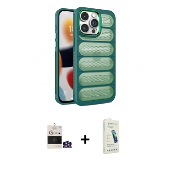 MARSİLYAN™- iPhone 14 Pro Max Kılıf Yadigar Doku Özel Seri - Şeffaf Pasifik Cam Ekran Koruyucu + Bilvis Titan Kamera Lens - GS