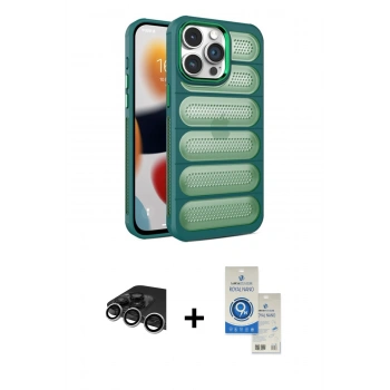 MARSİLYAN™- iPhone 14 Pro Max Kılıf Yadigar Doku Özel Seri - Şeffaf Royal Nano Ekran Koruyucu + Raze Metal Kamera Lens - GS