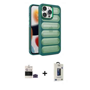 MARSİLYAN™- iPhone 14 Pro Max Kılıf Yadigar Doku Özel Seri - Siyah Bilvis Hayalet Cam Ekran Koruyucu + Bilvis Titan Kamera Lens - DNMR