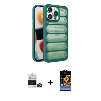 MARSİLYAN™- iPhone 14 Pro Max Kılıf Yadigar Doku Özel Seri - Siyah Buffer Hayalet Cam Ekran Koruyucu + Bilvis Titan Kamera Lens - GS