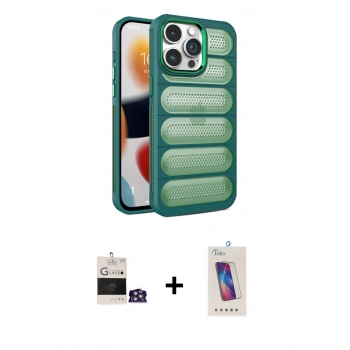 MARSİLYAN™- iPhone 14 Pro Max Kılıf Yadigar Doku Özel Seri - Siyah Joko 5D Cam + Bilvis Titan Kamera Lens - GS