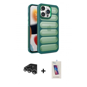 MARSİLYAN™- iPhone 14 Pro Max Kılıf Yadigar Doku Özel Seri - Siyah Joko 5D Cam + Raze Metal Kamera Lens - GS