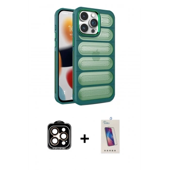MARSİLYAN™- iPhone 14 Pro Max Kılıf Yadigar Doku Özel Seri - Siyah Joko 5D Cam + PVD Metal Kamera Lens - TU