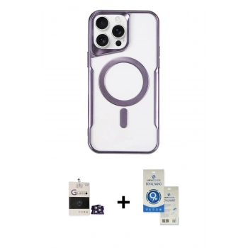 MARSİLYAN™- iPhone 14 Pro Max Kılıf Yadigar Klasik Özel Seri - Şeffaf Royal Nano Ekran Koruyucu + Bilvis Titan Kamera Lens - GS