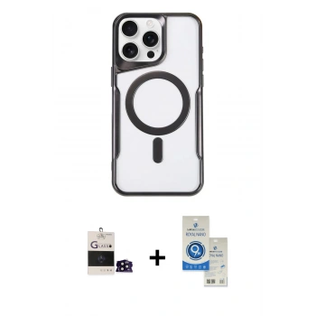 MARSİLYAN™- iPhone 14 Pro Max Kılıf Yadigar Klasik Özel Seri - Şeffaf Royal Nano Ekran Koruyucu + Bilvis Titan Kamera Lens - SH