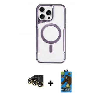 MARSİLYAN™- iPhone 14 Pro Max Kılıf Yadigar Klasik Özel Seri - Siyah 18D Cam Ekran Koruyucu + Raze Metal Kamera Lens - GD