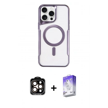 MARSİLYAN™- iPhone 14 Pro Max Kılıf Yadigar Klasik Özel Seri - Siyah Bilvis 5in1 3D Magic Cam Ekran Koruyucu + PVD Metal Kamera Lens - TU
