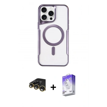 MARSİLYAN™- iPhone 14 Pro Max Kılıf Yadigar Klasik Özel Seri - Siyah Bilvis 5in1 3D Magic Cam Ekran Koruyucu + Raze Metal Kamera Lens - GD