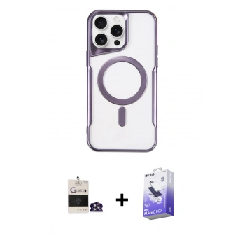MARSİLYAN™- iPhone 14 Pro Max Kılıf Yadigar Klasik Özel Seri - Siyah Bilvis 5in1 5D Magic Hayalet Cam Ekran Koruyucu + Bilvis Titan Kamera Lens - GS