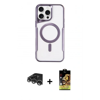MARSİLYAN™- iPhone 14 Pro Max Kılıf Yadigar Klasik Özel Seri - Siyah Buffer Cam Ekran Koruyucu + Raze Metal Kamera Lens - GS