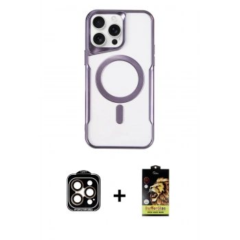 MARSİLYAN™- iPhone 14 Pro Max Kılıf Yadigar Klasik Özel Seri - Siyah Buffer Cam Ekran Koruyucu + PVD Metal Kamera Lens - TU