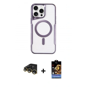 MARSİLYAN™- iPhone 14 Pro Max Kılıf Yadigar Klasik Özel Seri - Siyah Buffer Hayalet Cam Ekran Koruyucu + Raze Metal Kamera Lens - GD