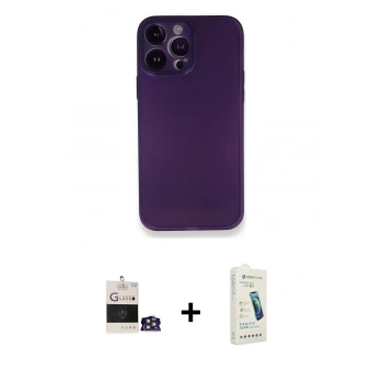 MARSİLYAN™- iPhone 14 Pro Max Kılıf Yadigar Yansıma Serisi - Şeffaf Pasifik Cam Ekran Koruyucu + Bilvis Titan Kamera Lens - GS