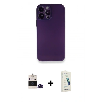 MARSİLYAN™- iPhone 14 Pro Max Kılıf Yadigar Yansıma Serisi - Şeffaf Pasifik Cam Ekran Koruyucu + Bilvis Titan Kamera Lens - DNMR