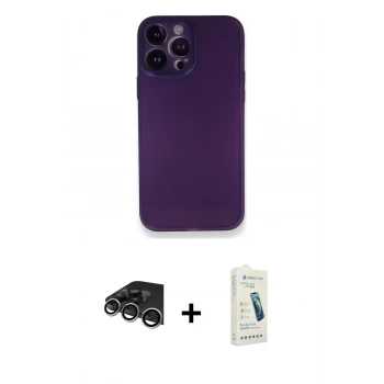 MARSİLYAN™- iPhone 14 Pro Max Kılıf Yadigar Yansıma Serisi - Şeffaf Pasifik Cam Ekran Koruyucu + Raze Metal Kamera Lens - GS