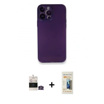 MARSİLYAN™- iPhone 14 Pro Max Kılıf Yadigar Yansıma Serisi - Siyah 6D Mat Seramik Hayalet Nano Ekran Koruyucu + Bilvis Titan Kamera Lens - GD