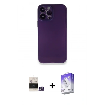 MARSİLYAN™- iPhone 14 Pro Max Kılıf Yadigar Yansıma Serisi - Siyah Bilvis 5in1 3D Magic Cam Ekran Koruyucu + Bilvis Titan Kamera Lens - GS