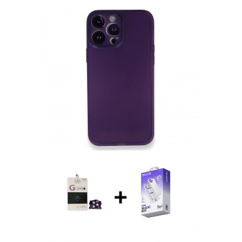 MARSİLYAN™- iPhone 14 Pro Max Kılıf Yadigar Yansıma Serisi - Siyah Bilvis 5in1 3D Magic Cam Ekran Koruyucu + Bilvis Titan Kamera Lens - GD